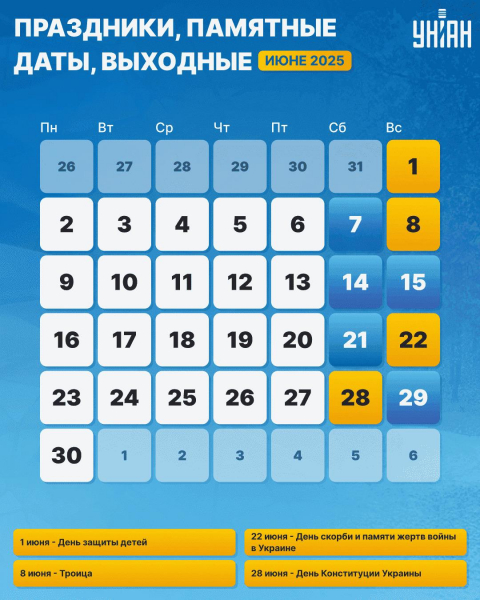 Самые важные июньские праздники в Украине: когда отдыхаем и что отмечаем